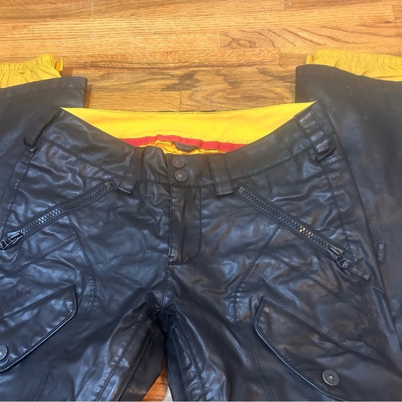 B by Burton Snowboard Ski Pants Black with Yellow Lining Mens Small - Picture 2 of 10